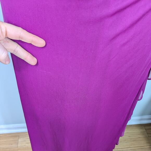 Vintage Betsy Adam Prom Dress Maxi Gown 8 Purple Pink Y2K Fairy Glam Ruffle - Picture 14 of 15